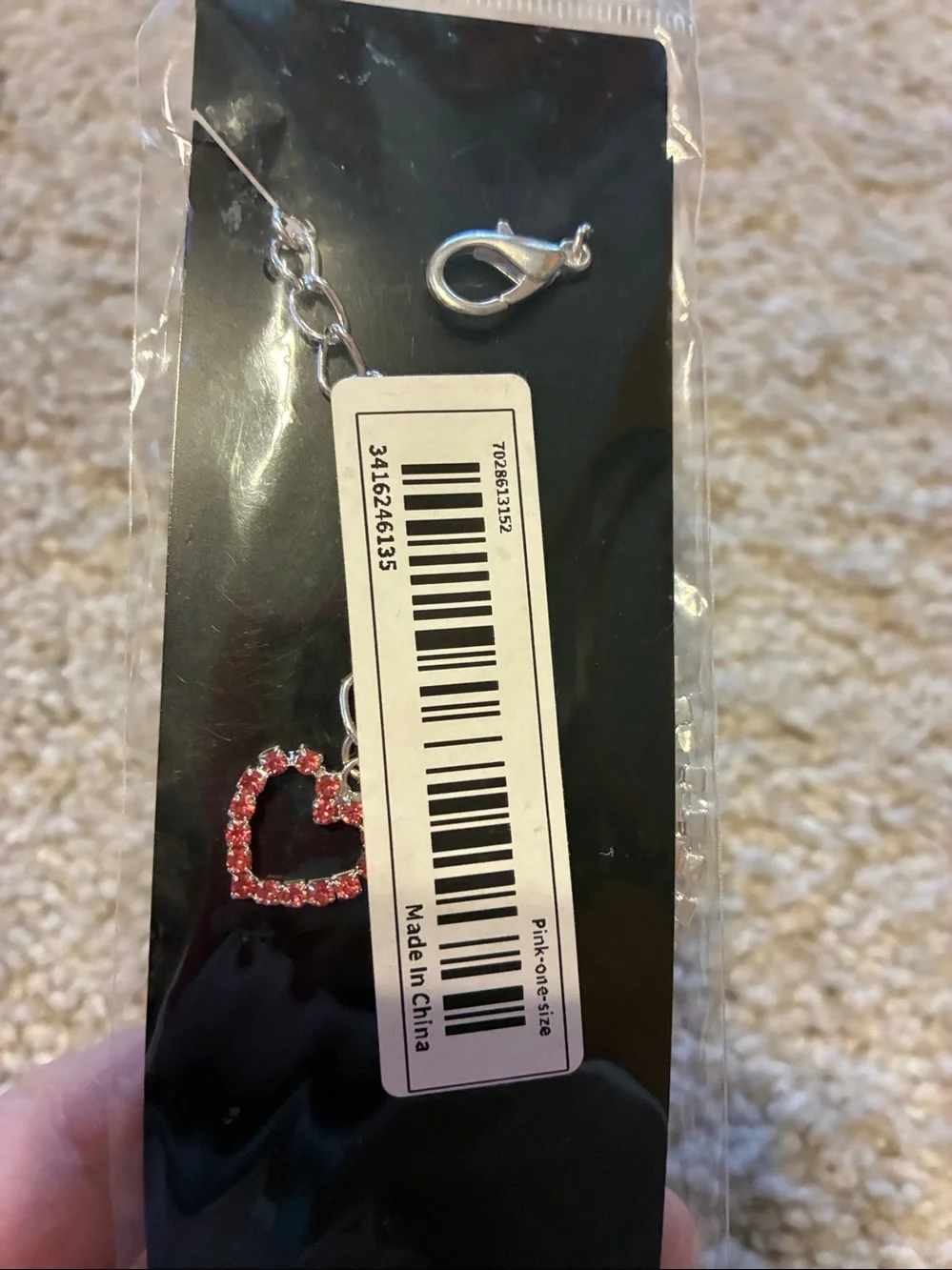 Dog Necklace with Pink Crystals .Chain and crystal pink heart  NWT